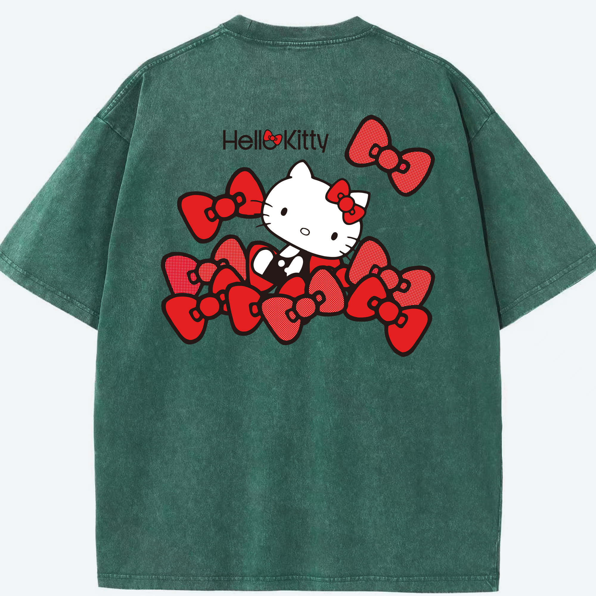 （画像用） Hello Kitty ハローキティ 綿100% ヴィンテージ風 半袖Tシャツ（背面プリント）